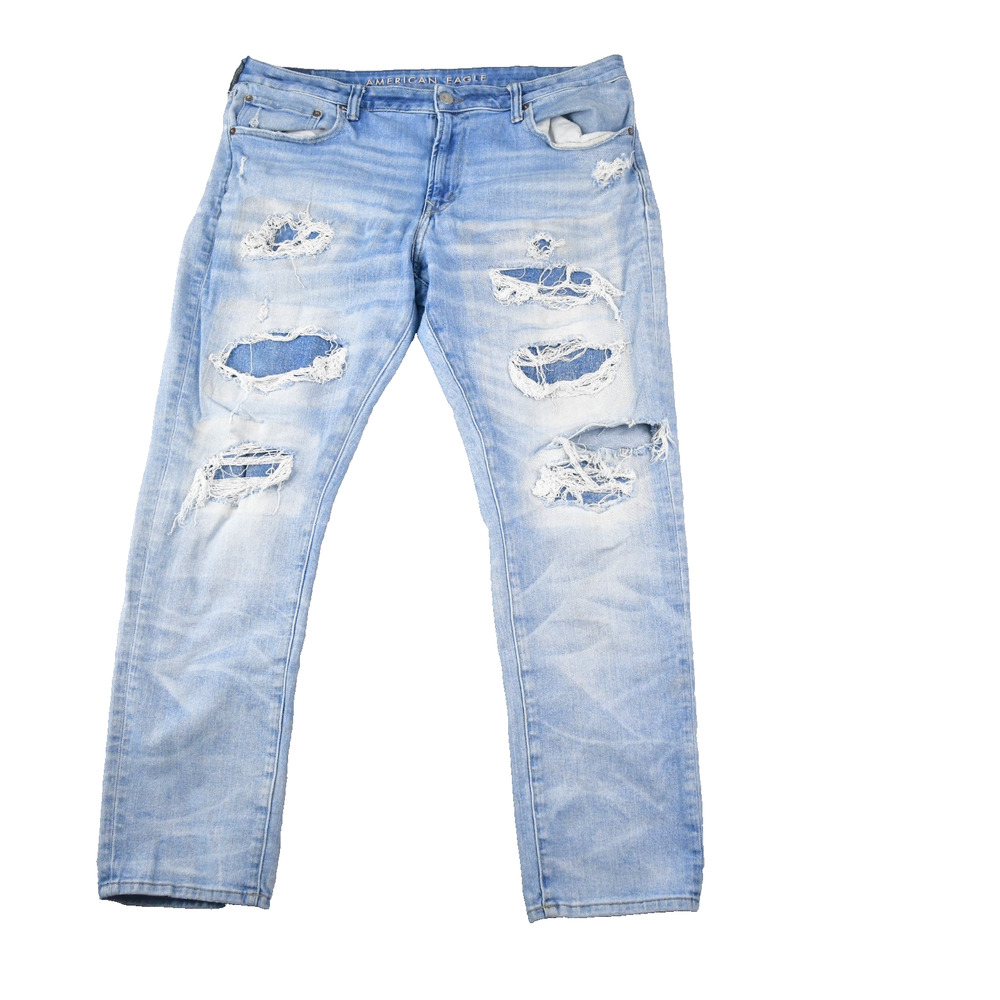 American Eagle Jeans Mens 38X32 (38x30 Actual) Slim Blue Denim Rust Stain